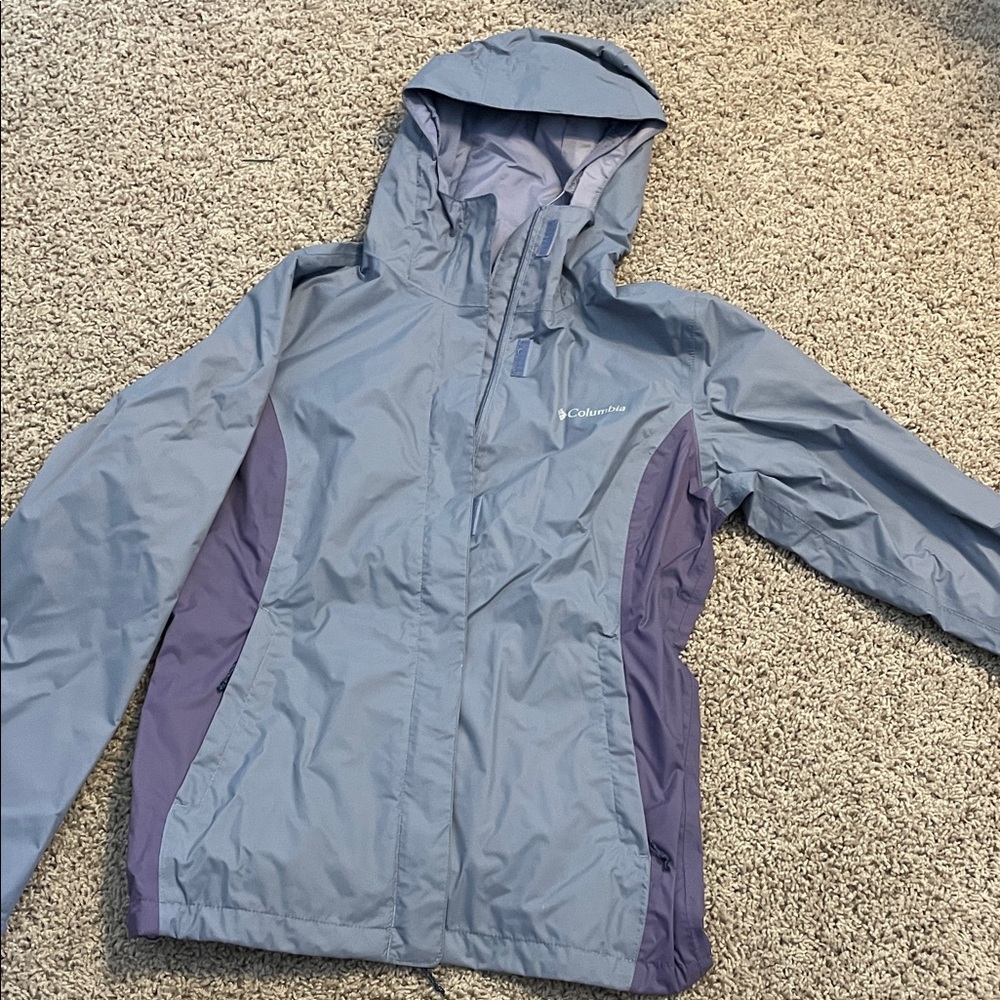 Columbia Two-Tone Hooded Jacket in Purple RAIN coat jacket